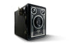 a fine art print of an Agfa Synchro Box retro camera on white